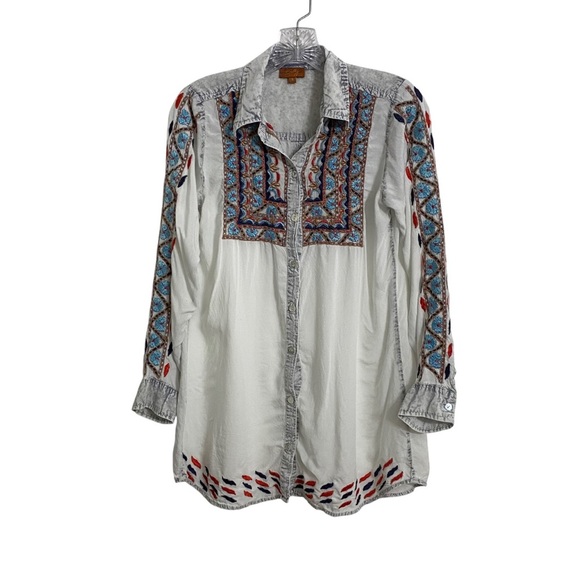 Scully Tops - Scully Embroidered Button Down Shirt Women’s Small Westernwear Boho lightweight